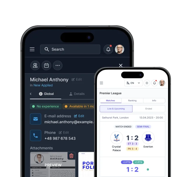 RemoteCrafters applications shown on two smartphones